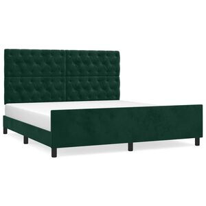 vidaXL Bettgestell ohne Matratze Dunkelgr&uuml;n 160x200 cm Samt