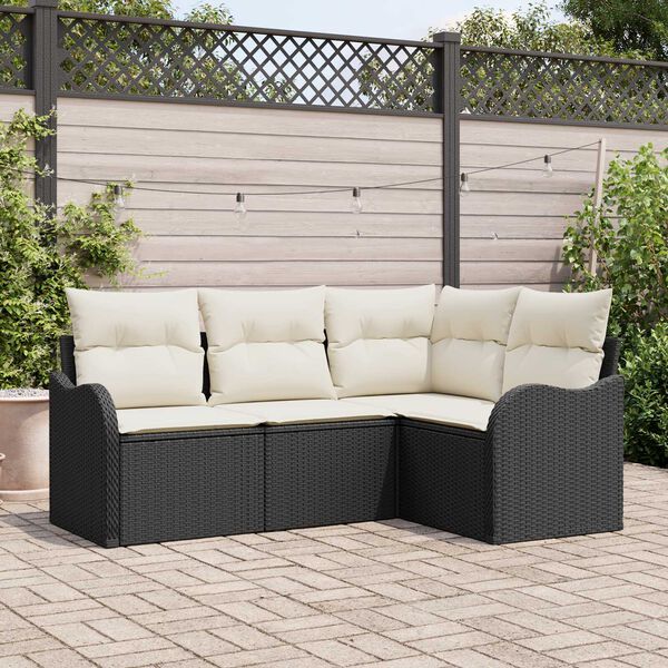 vidaXL Gartensofa-set mit Speicher 4 pcs Schwarz Poly-Rattan