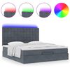vidaXL Ottoman-Bett mit Matratzen & LEDs Dunkelgrau 180x200 cm Samt
