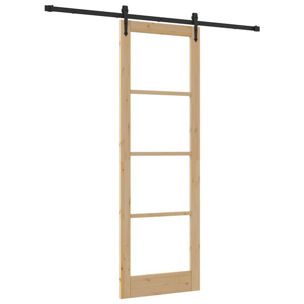 vidaXL Schiebet&uuml;r ORKDAL Natur 78 x 232 cm Massivholz Kiefer und Glas