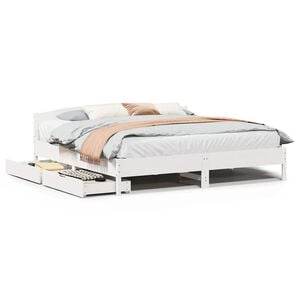vidaXL Massivholzbett ohne Matratze Wei&szlig; 200x200 cm Kiefernholz