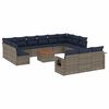vidaXL 14-teiliges Gartensofa-Set mit Kissen, grau, Polyrattan