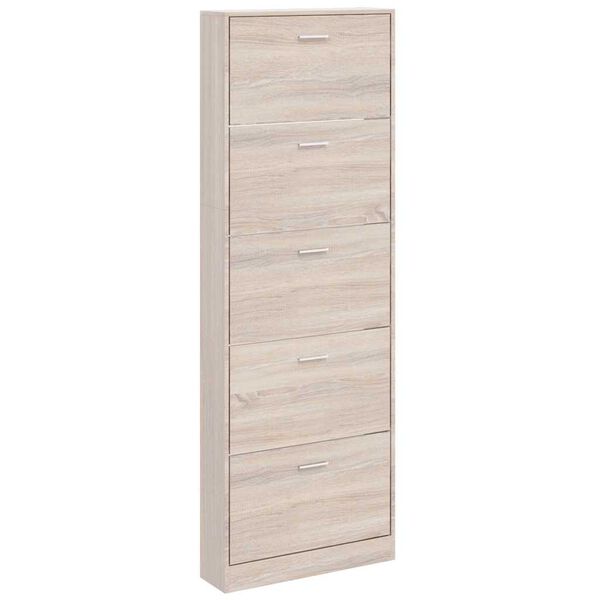 vidaXL Schuhschrank mit 5 Schuhkippern Holz Eichen-Optik