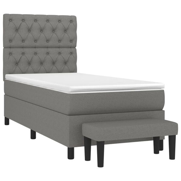 vidaXL Boxspringbett mit Matratze Dunkelgrau 80x200 cm Stoff