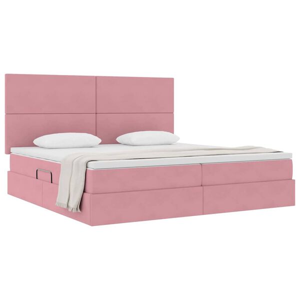 vidaXL Aufbewahrungsbett mit Matratze Rosa 200 x 200 cm Samt