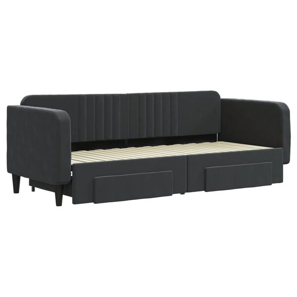 vidaXL Tagesbett Ausziehbar mit Schubladen Schwarz 80x200 cm Samt