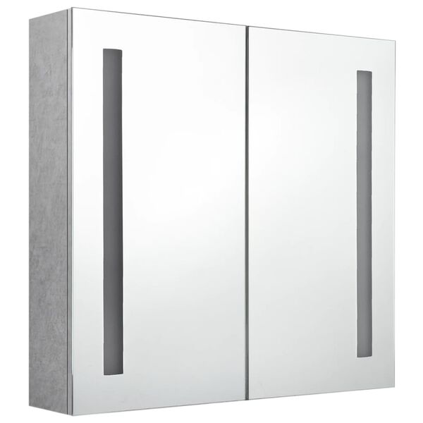 vidaXL LED-Bad-Spiegelschrank Betongrau 62x14x60 cm