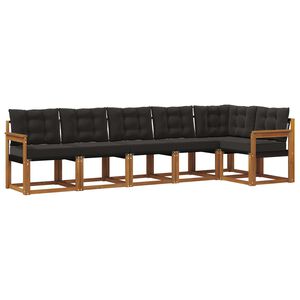 vidaXL Outdoor-Sofagarnitur 6 stk. Nat&uuml;rlich und Schwarz
