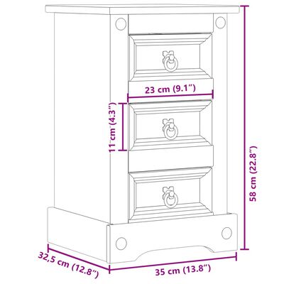 vidaXL Nachttisch Corona 35x32,5x58 cm Massivholz Kiefer