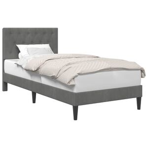 vidaXL Bettrahmen mit Kopfteil Dunkelgrau 100 x 200 cm Samt