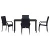 vidaXL Garten Essgruppe 5 pcs Schwarz Pulverbeschichteter Stahl