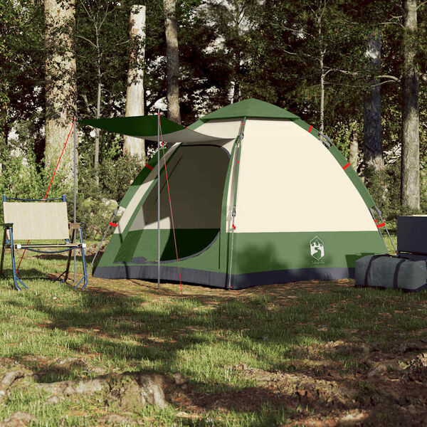 vidaXL Campingzelt 4 Personen Gr&uuml;n Quick Release