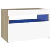 vidaXL Nachttisch LED-Leuchten Wei&szlig; Sonoma-Eiche 60x35x40cm