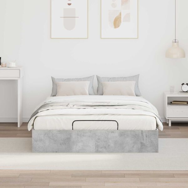 vidaXL Ottoman Bettgestell Beton Grau 120 x 190 cm Holzwerkstoff