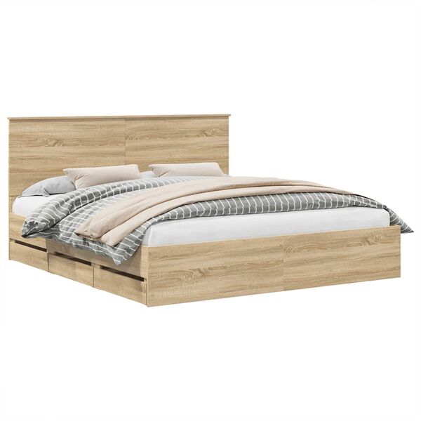 vidaXL Bettrahmen Sonoma-Eiche 180 x 200 cm Ingenieurs Holz
