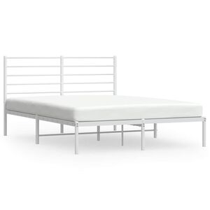 vidaXL Bettgestell mit Kopfteil Metall Wei&szlig; 135x190 cm