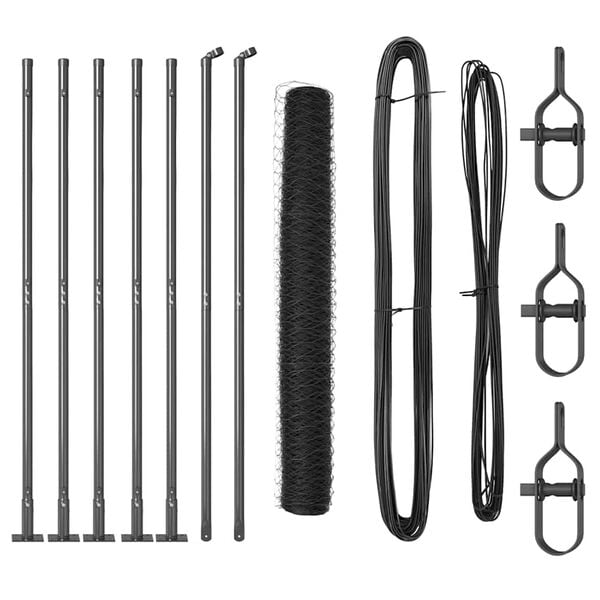 vidaXL Zaunpfosten Grau 10 x 1,2 m (36 mm Netz) Stahl und PVC