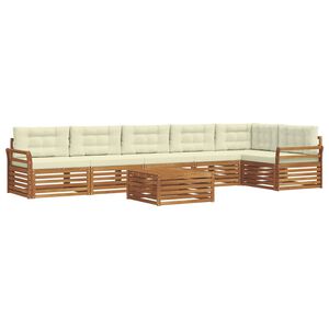 vidaXL Outdoor-Sofagarnitur mit Kissen 7 pcs Natur und Creme