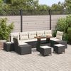 vidaXL Garten-Sofa-Set mit Kissen mit Kissen 10 pcs Schwarz und Creme