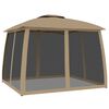 vidaXL Pavillon mit Doppeldach & Netzwänden Taupe 2,93x2,93 m Stahl