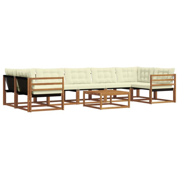 vidaXL Outdoor-Sofagarnitur mit Kissen 8 pcs Natur und Creme