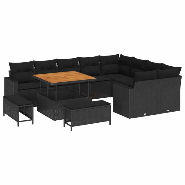 vidaXL Gartensofa-set 12 pcs Schwarz Poly-Rattan