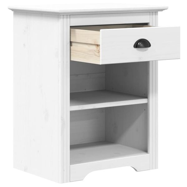 vidaXL Nachttisch BODO Wei&szlig; 53x38,5x67 cm Massivholz Kiefer