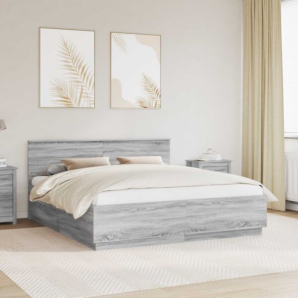 vidaXL Bettrahmen Graues Sonoma 180 x 200 cm Holzwerkstoff