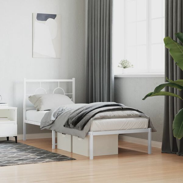vidaXL Bettgestell mit Kopfteil Metall Wei&szlig; 80x200 cm