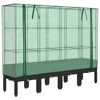 vidaXL Hochbeet mit Gew&auml;chshaus-Aufsatz Rattan-Optik 160x40x140 cm