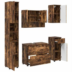 vidaXL Badezimmerm&ouml;bel-Set 5 stk. Ger&auml;ucherte Eiche 35 x 30 x 192 cm