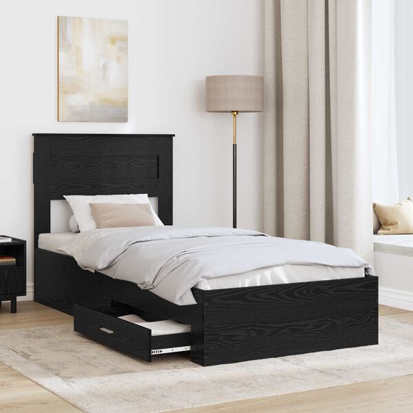 vidaXL Bettrahmen Schwarz Eichen-Optik 100 x 200 cm Holzwerkstoff