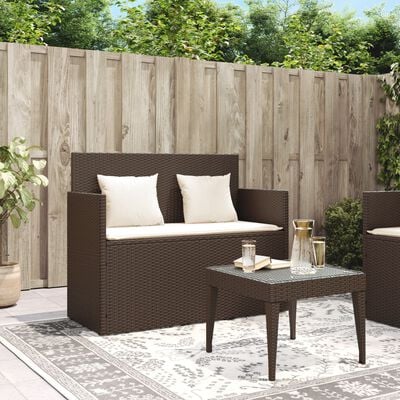 vidaXL Gartenbank mit Kissen Braun Poly Rattan