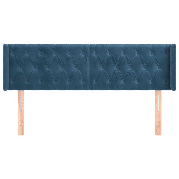 vidaXL Kopfteil mit Ohren Dunkelblau 147x16x78/88 cm Samt