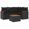 vidaXL 5-tlg. Garten-Sofagarnitur mit Kissen Schwarz Poly Rattan
