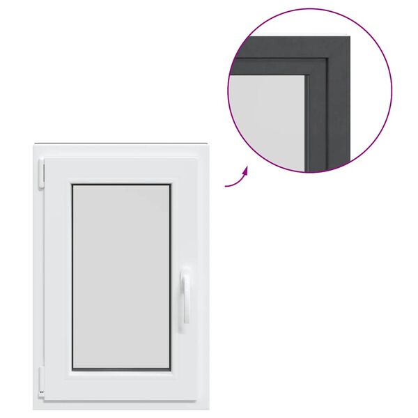 vidaXL Kellerfenster "RISOR" 50x75 cm Drehkipp DIN Links Anthrazit