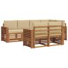 vidaXL Ecksofa Set mit Kissen 7 pcs Natur und Beige Massivholz Akazie