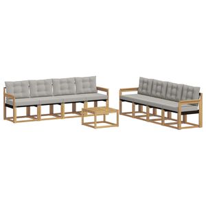 vidaXL Outdoor-Sofagarnitur 9 Stk. Wei&szlig; und Hellgrau