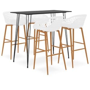 vidaXL 5-tlg. Bar-Set Schwarz und Wei&szlig;