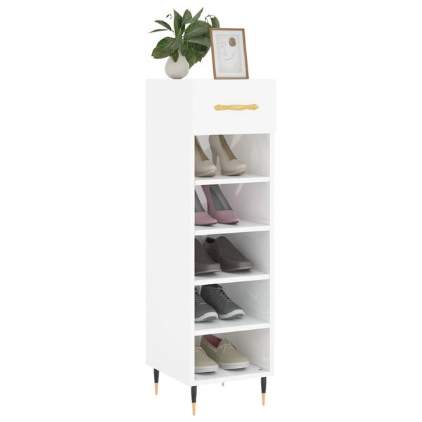 vidaXL Schuhschrank Hochglanz-Wei&szlig; 30x35x105 cm Holzwerkstoff