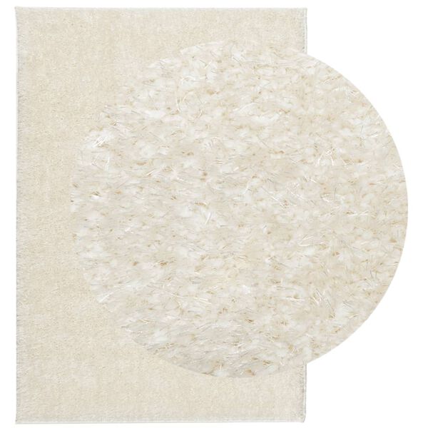 vidaXL Teppich ISTAN Hochflor Gl&auml;nzend Creme 140x200 cm