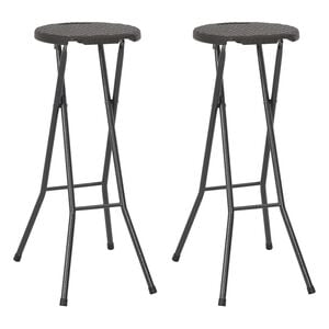 vidaXL Klappbare Barhocker 2 Stk. HDPE und Stahl Braun Rattanoptik