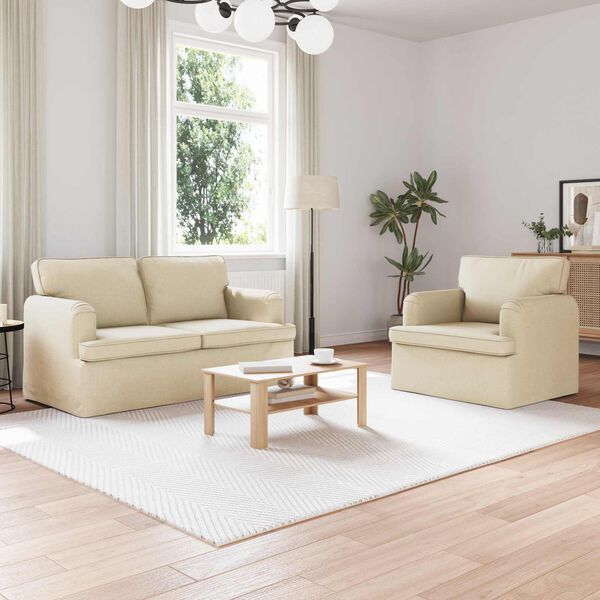 vidaXL Sofa 120cm 2 pcs Creme Metall