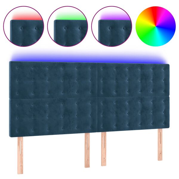 vidaXL LED Kopfteil Dunkelblau 160x5x118/128 cm Samt