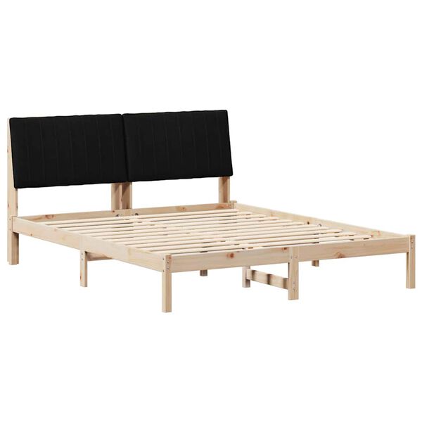 vidaXL Bettrahmen mit Kopfteil Braun 160 x 200 cm Massives Kiefernholz