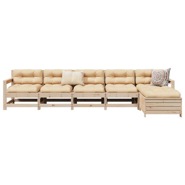 vidaXL 6-tlg. Garten-Sofagarnitur Massivholz Kiefer