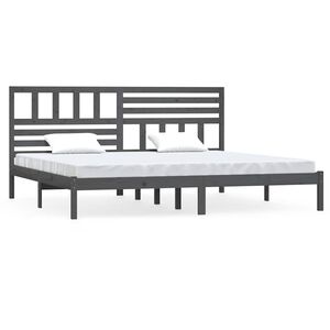 vidaXL Massivholzbett Grau Kiefer 200x200 cm