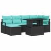 vidaXL Gartensofa-set 7 stk. Schwarz und Blau Poly Rattan