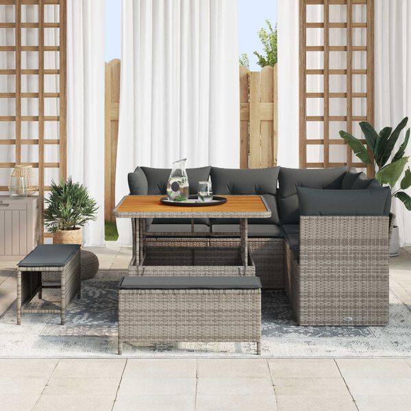 vidaXL Gartensofa-set 8 pcs Grau Poly-Rattan