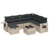 vidaXL 8-tlg. Garten-Sofagarnitur mit Kissen Hellgrau Poly Rattan